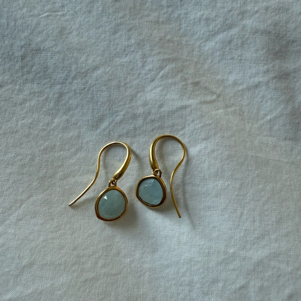 Monica Vinader Siren Aquamarine Drop Earrings - Picture 3 of 5
